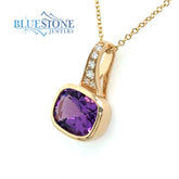 14 Karat Yellow Gold Pendant with One 9mm x 7mm Rectangular Cushion Cu